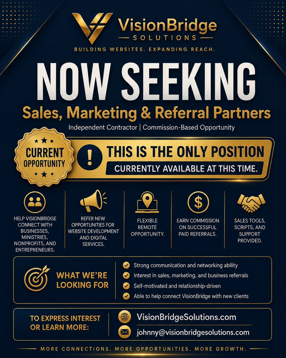 Now Seeking: Sales, Marketing & Referral Partners — VisionBridge Solutions job posting